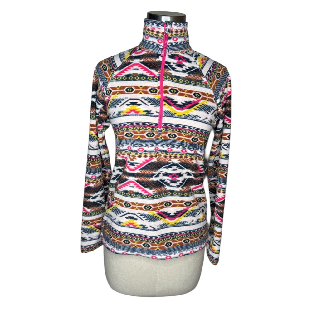 EDDIE BAUER Quest Fleece Pullover Multicolor NWT 1/4 Zip Geometric Womens XS NWT